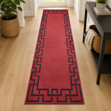 Greeky Non Slip Area Rug Maroon & Black