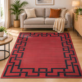 Greeky Non Slip Area Rug Maroon & Black