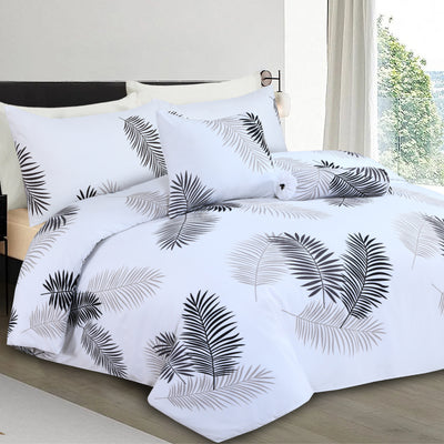 leaf design duvet cover double white