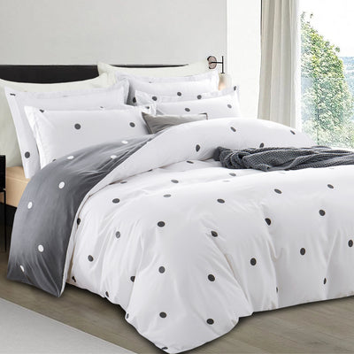 doted design white cover duvet