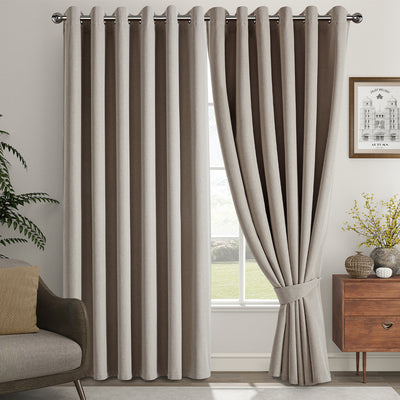 Blackout Linen Curtains, Eyelet Design - Thick & Heavy