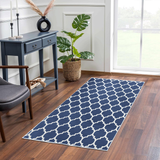 Non-Slip Geometric Lattice Printed Area Rug Navy