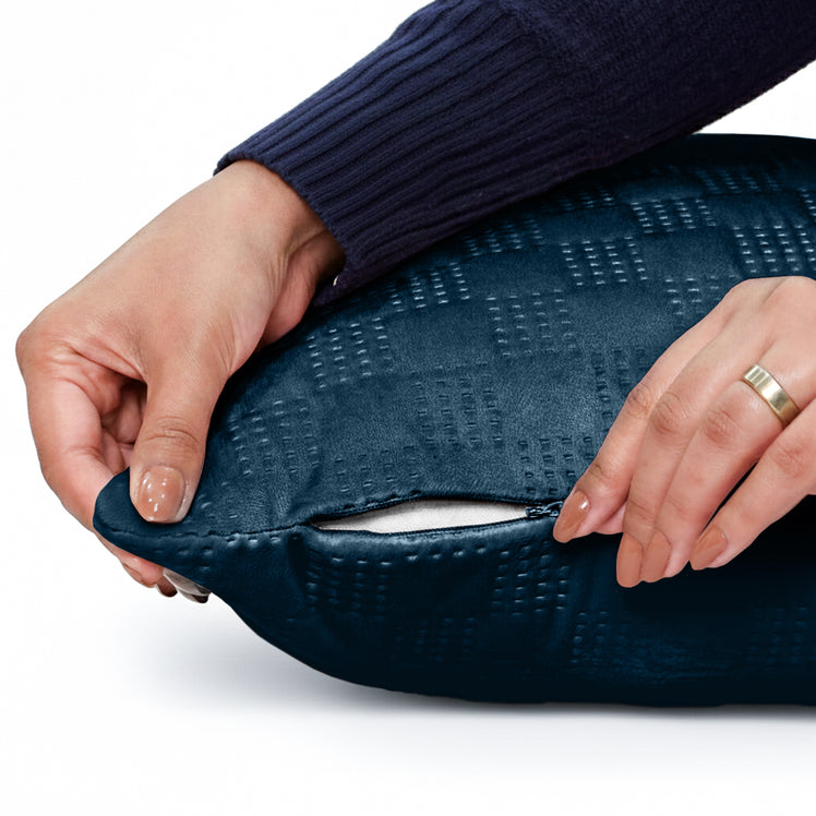 Velvet Embossed Pattern Cushion Covers Check