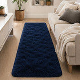 Navy Shaggy Rug Faux Fur Anti Slip Soft Fluffy