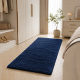 Navy Shaggy Rug Faux Fur Anti Slip Soft Fluffy