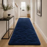 Navy Shaggy Rug Faux Fur Anti Slip Soft Fluffy
