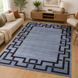 Greeky Area Rug for Living Room Slate Grey & Black