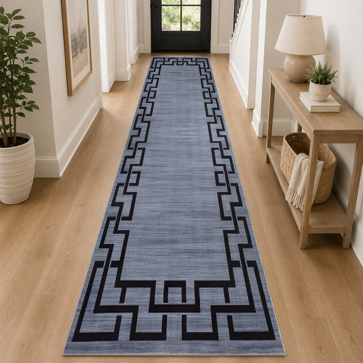 Greeky Area Rug for Living Room Slate Grey & Black