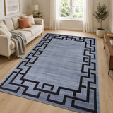 Greeky Area Rug for Living Room Slate Grey & Black