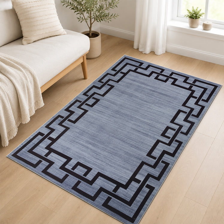 Greeky Area Rug for Living Room Slate Grey & Black