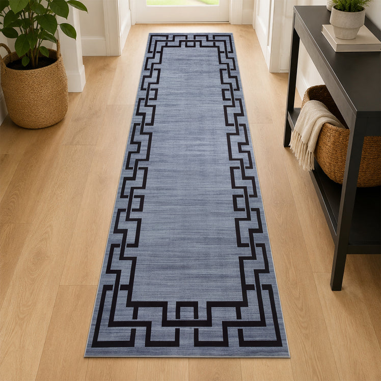 Greeky Area Rug for Living Room Slate Grey & Black
