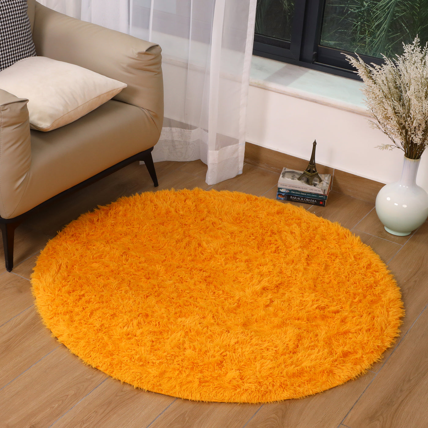 Round Shaggy Rugs Faux Fur Soft Fluffy