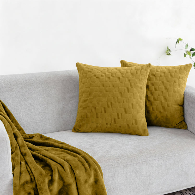 Velvet Embossed Pattern Cushion Covers Check