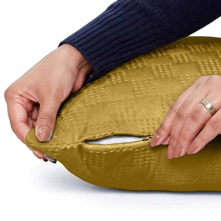 Velvet Embossed Pattern Cushion Covers Check