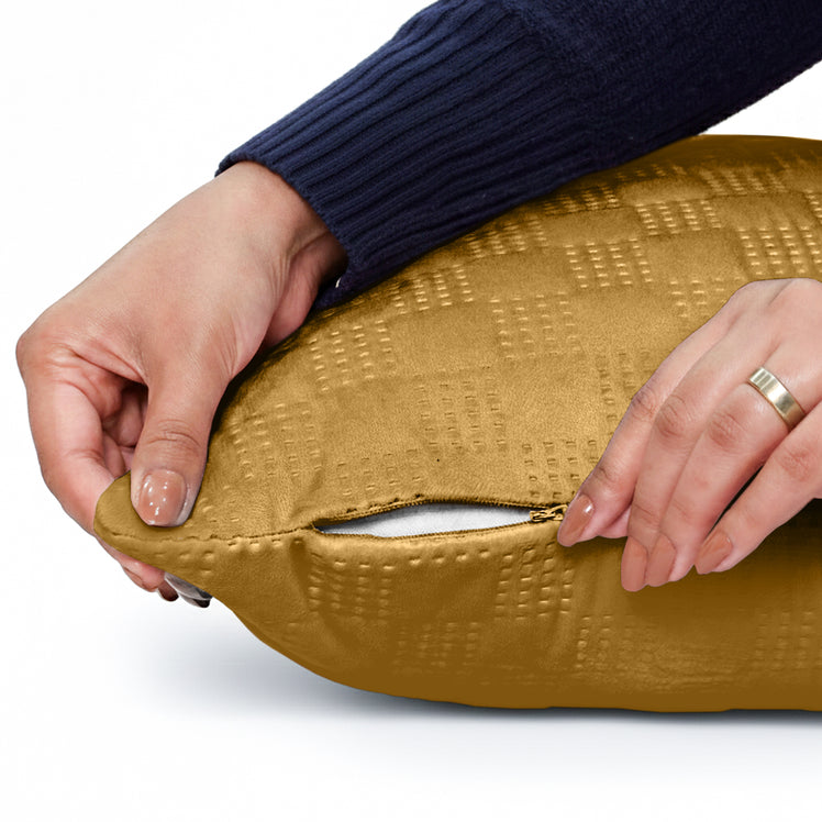 Velvet Embossed Pattern Cushion Covers Check