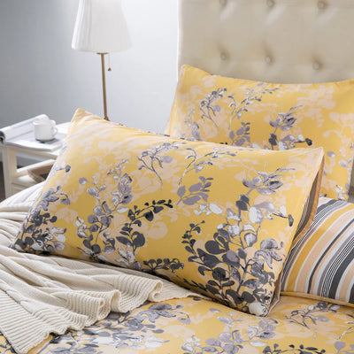 Blossom Printed Duvet Cover Set Ochre