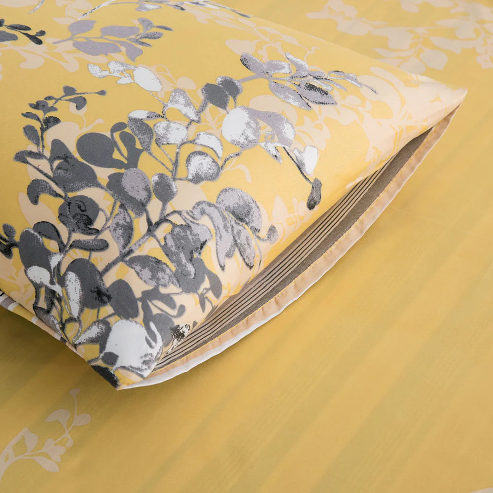 Blossom Printed Duvet Cover Set Ochre