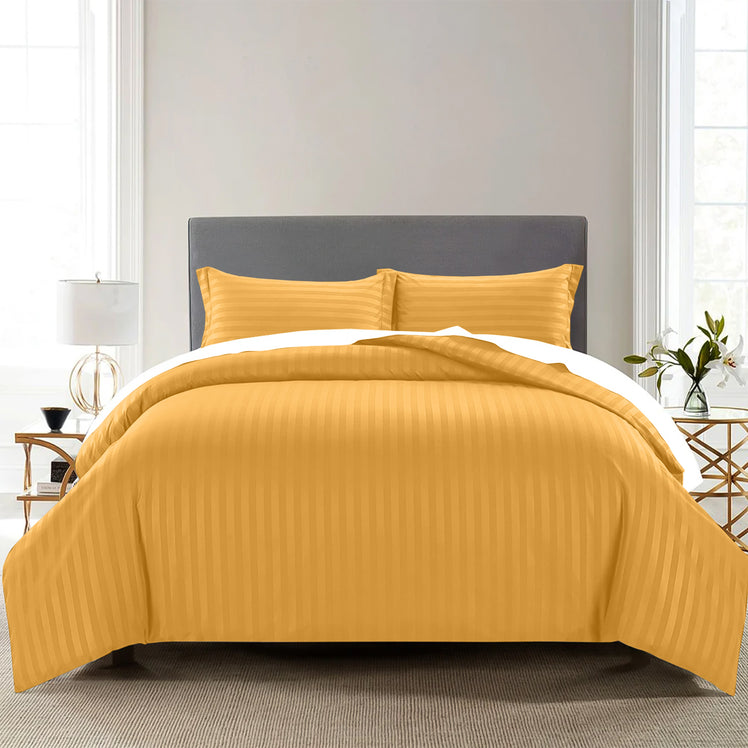 Stripe Ochre Duvet Cover Set With Pillowcases