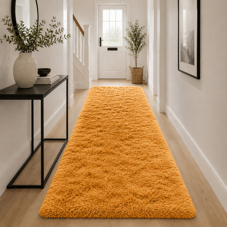 Ochre Shaggy Rug Faux Fur Anti Slip Soft Fluffy
