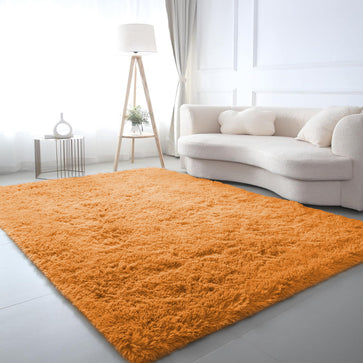 Ochre Shaggy Rug Faux Fur Anti Slip Soft Fluffy