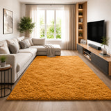 Ochre Shaggy Rug Faux Fur Anti Slip Soft Fluffy