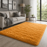 Ochre Shaggy Rug Faux Fur Anti Slip Soft Fluffy