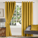 Ochre Velvet Eyelet Curtains