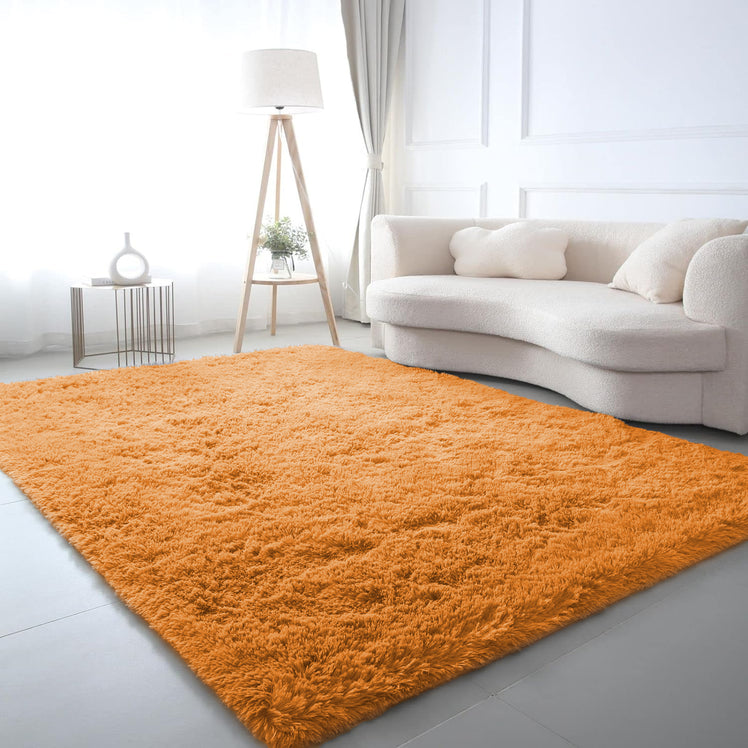 Ochre Shaggy Rug Faux Fur Anti Slip Soft Fluffy