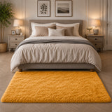 Ochre Shaggy Rug Faux Fur Anti Slip Soft Fluffy