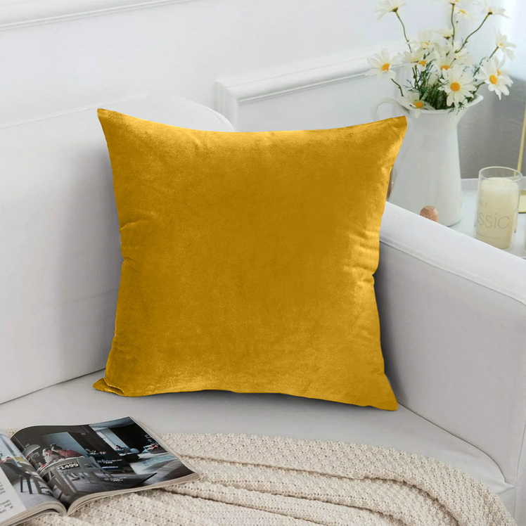 Ochre Velvet Cushion Cover Fillers Pad - Main Image