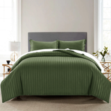 Stripe Olive Green Duvet Cover Set With Pillowcases