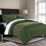 Stripe Olive Green Duvet Cover Set With Pillowcases