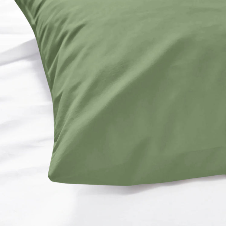 Olive Green Pillow Cases Plain Pair