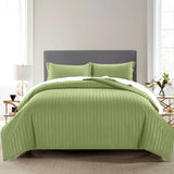 Stripe Olive Green Duvet Cover Set With Pillowcases