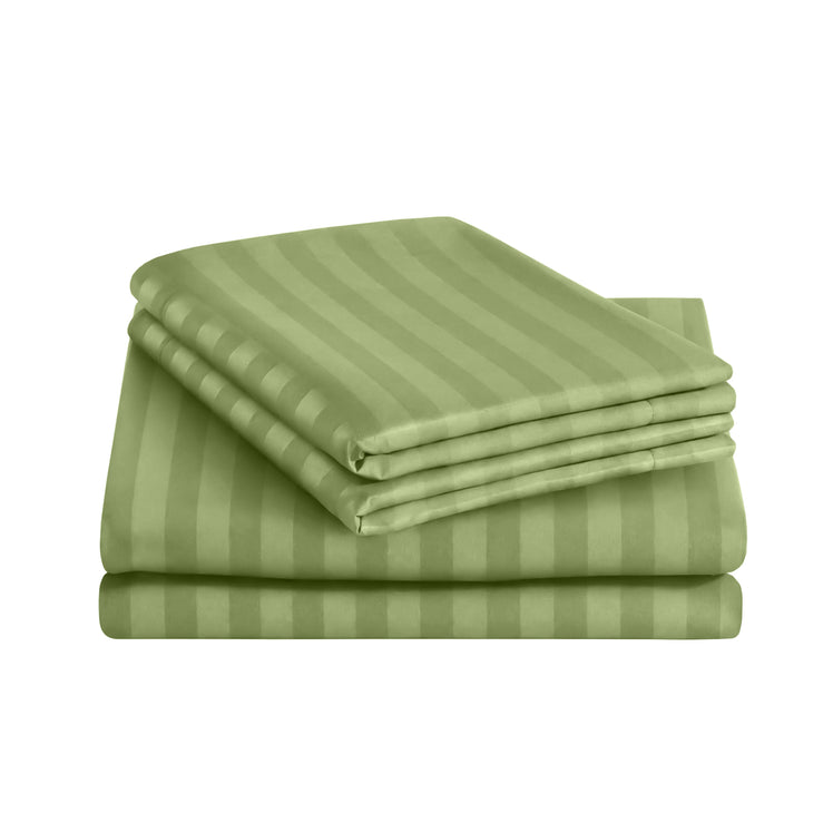 Stripe Olive Green Duvet Cover Set With Pillowcases