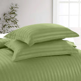 Stripe Olive Green Duvet Cover Set With Pillowcases