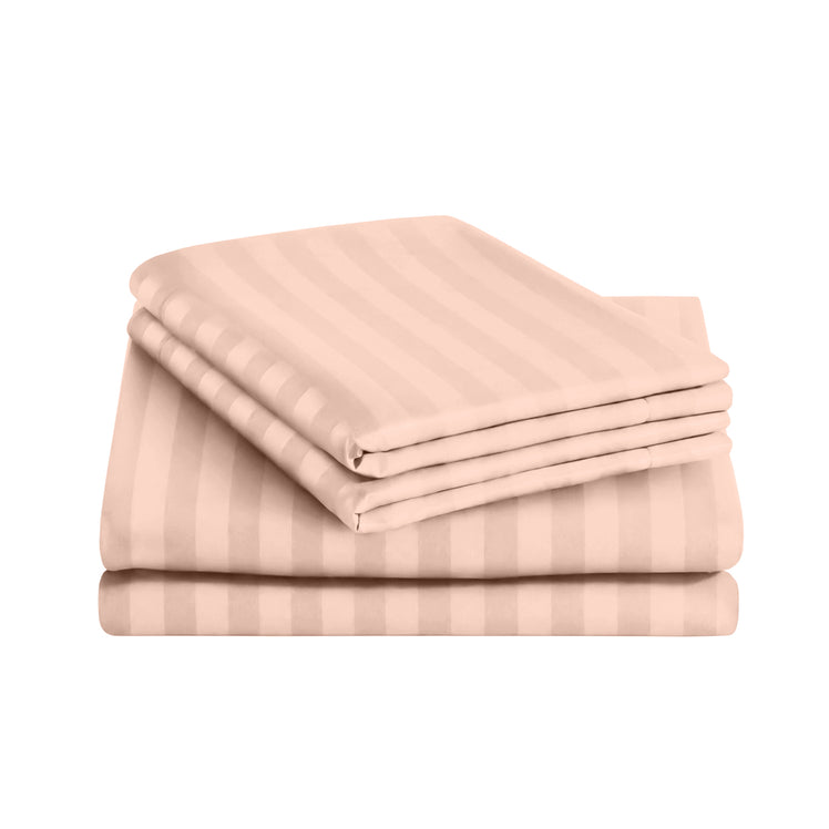 Stripe Peach Duvet Cover Set With Pillowcases