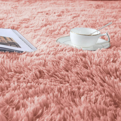 Pink Shaggy Rug Faux Fur Anti Slip Soft Fluffy