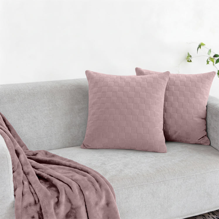 Velvet Embossed Pattern Cushion Covers Check