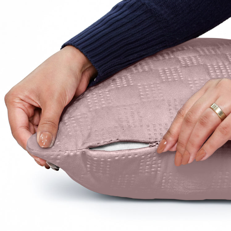 Velvet Embossed Pattern Cushion Covers Check