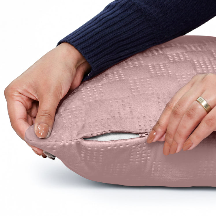Velvet Embossed Pattern Cushion Covers Check