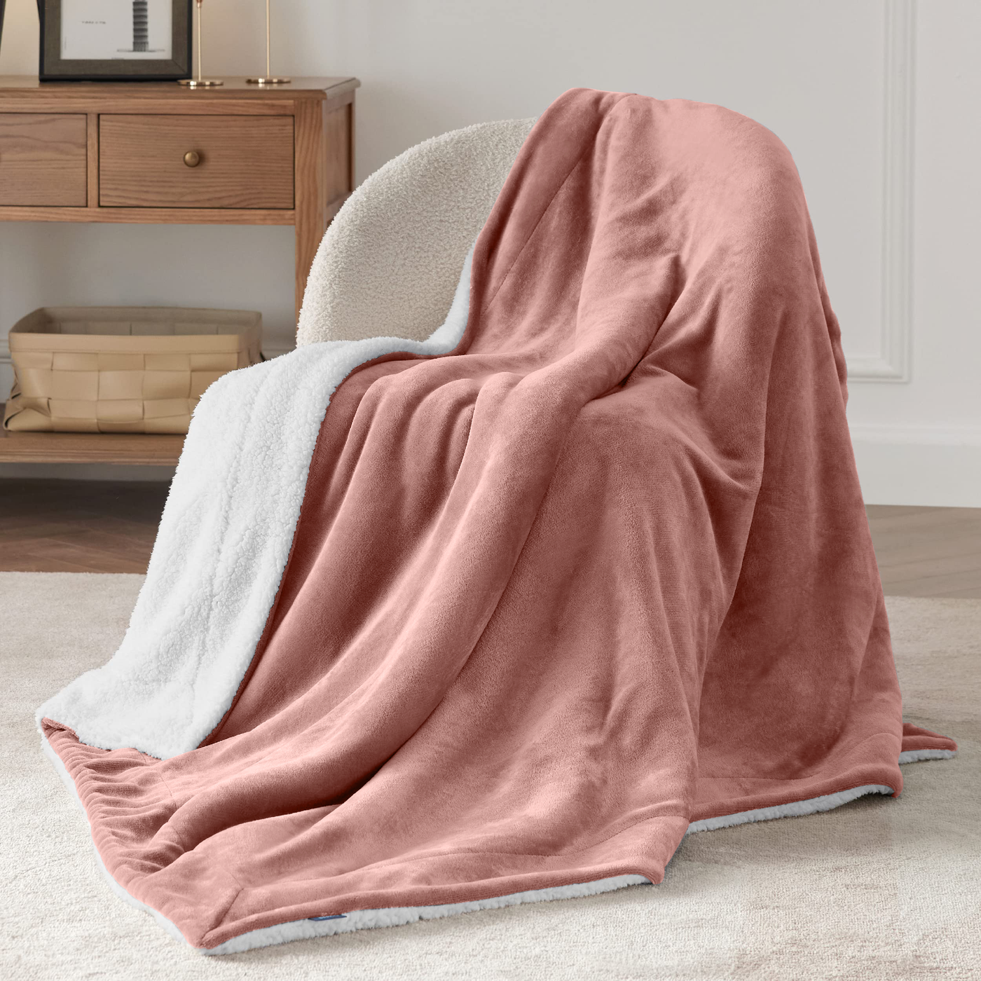 Pink Sherpa Throw Blanket