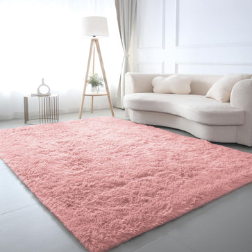 Pink Shaggy Rug Faux Fur Anti Slip Soft Fluffy