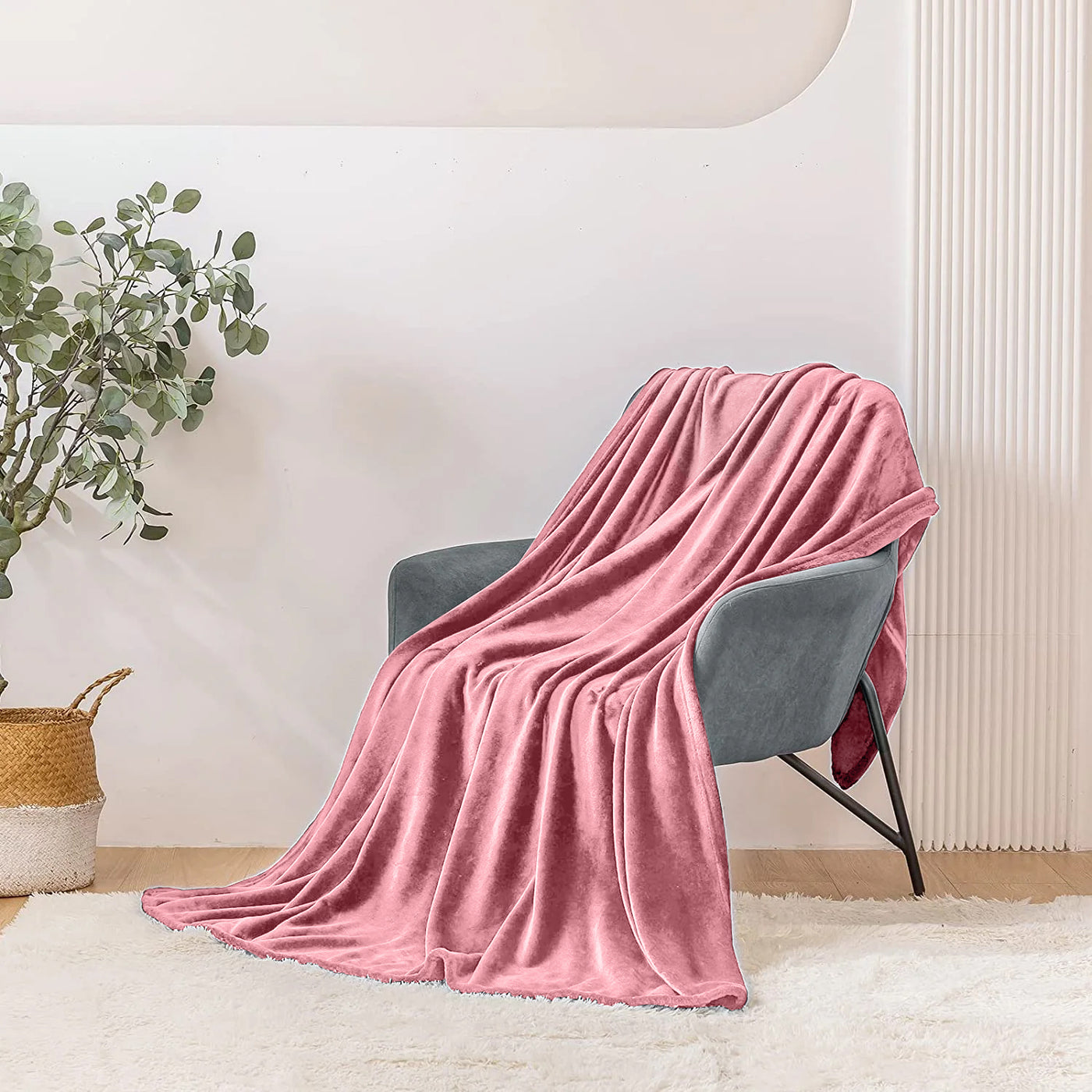 Pink Fleece Blanket Fluffy Throw