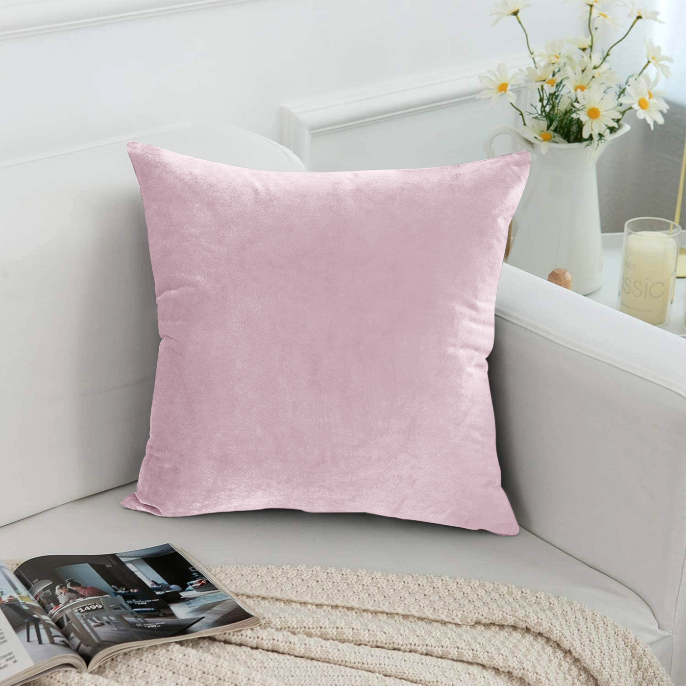Crushed Velvet Pink Cushion Cover & Filled Cushion