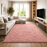 Pink Shaggy Rug Faux Fur Anti Slip Soft Fluffy