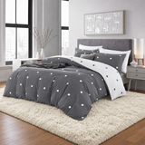 Dotted Printed Reversible Duvet Cover Set White/Grey