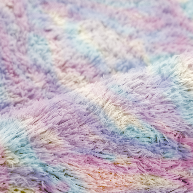Faux Fur Anti Slip Soft Plush Shaggy Rug Rainbow