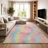 Faux Fur Anti Slip Soft Plush Shaggy Rug Rainbow