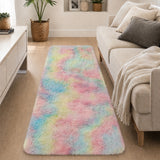 Faux Fur Anti Slip Soft Plush Shaggy Rug Rainbow